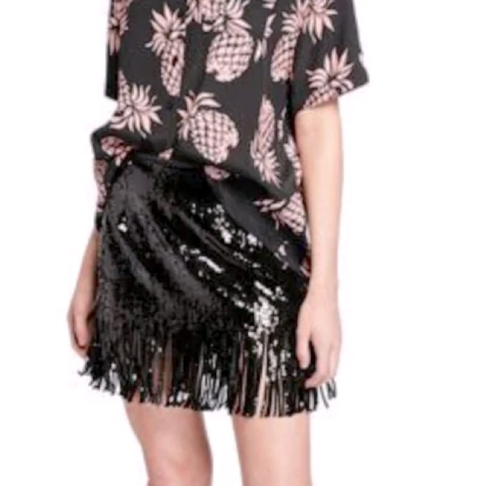 LE SUPERBE SPEAK EASY SEQUIN MINI SKIRT FRINGE